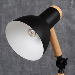 Настольный светильник Чёрный плафон Деревянное основание E27 /Размер: 220мм*450мм С лампой светодиодной 6Вт Тёплый-нейтральный-холодный /уп 10/ - Галеонтрейд фото 4