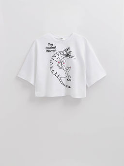 CONTE LD 2715 Укороченная футболка из хлопка с рисунком white-cool cat - Conte elegant фото 6