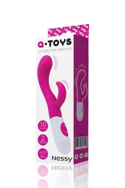 Вибратор с клиторальным стимулятором TOYFA A-Toys Nessy, силикон, розовый, 20 см  фото 3