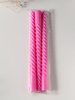 Свеча витая 25 см (набор 3 шт) 57 гр, 5 ч, цв. розовый