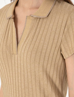Bej Slim Fit Basic Ti__rt