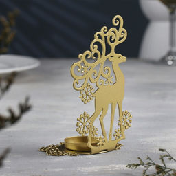 Металлический подсвечник на 1 свечу Олень, 9.6?7?14.5 см, золотой