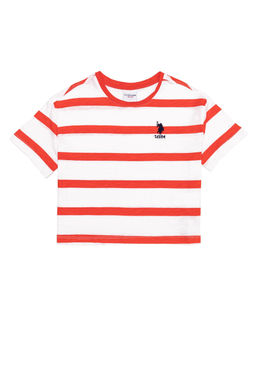 Красная футболка с круглым вырезом для девочек Неожиданная скидка в корзине - U.s. polo assn фото 4