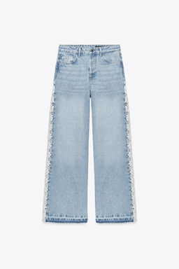 Z1975 WIDE-LEG HIGH-WAIST JEANS WITH CROCHET TRIM - Zara фото 9