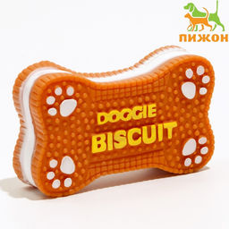Игрушка плотная пищащая Бисквит для собак, 12 х 7 см, коричневая