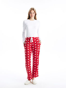 Beli Lastikli Bask?l? Kad?n Polar Pijama Alt?