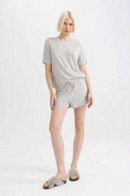 Fall in Love Pijama Tak?m? Ribana K?sa Kollu Ust Beli Lastikli Sort Alt