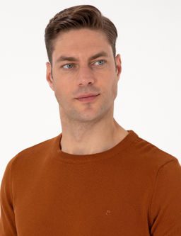 Kahverengi Slim Fit Bisiklet Yaka Basic Triko Kazak - Pierre cardin фото 2