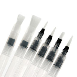 Набор кистей для рисования, синтетика, 6 штук, круглые, плоские, с резервуаром для воды, туши, чернил