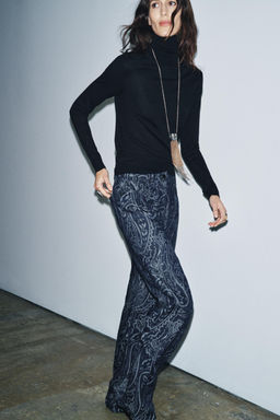 ZW COLLECTION JACQUARD DENIM TROUSERS - Zara фото 4