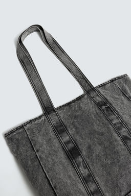 WASHED-EFFECT DENIM TOTE BAG - Zara фото 3