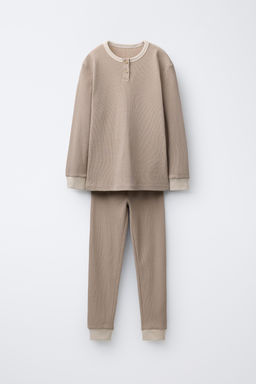 6-14 YEARS/CONTRAST RIBBED PYJAMAS