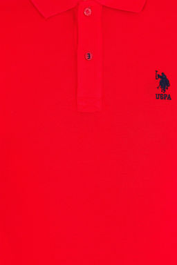 Мужская красная базовая футболка с воротником поло - U.s. polo assn фото 13