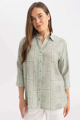 Regular Fit Desenli Uzun Kollu Gomlek - Defacto фото 2