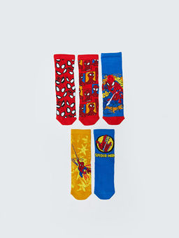 Spiderman Desenli Erkek ?ocuk Soket ?orap 5li