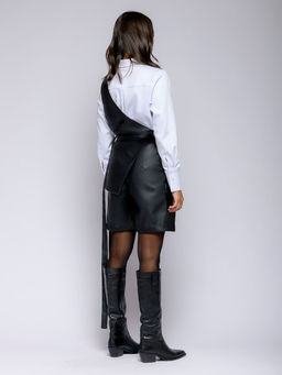 Жилет на одно плечо черный из искусственной кожи - 1001dress фото 3