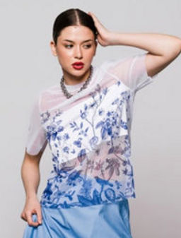 авторская футболка из сетки с шелковой вставкой - Sahar art lab фото 18