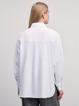 Рубашка из хлопка с пуговицами по бокам / Zarina фото 5