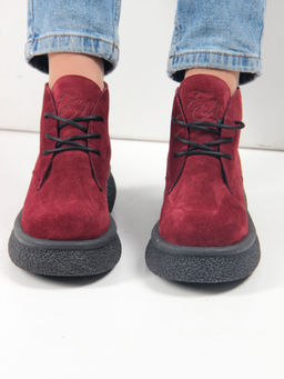 Ботинки 308.агатаbl. бордo замша/Байка