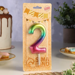 Цена за 3 шт. Свеча в торт «Цифра 2», 9 см