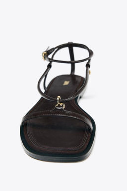 LEATHER THIN STRAPPY SANDALS - Zara фото 9