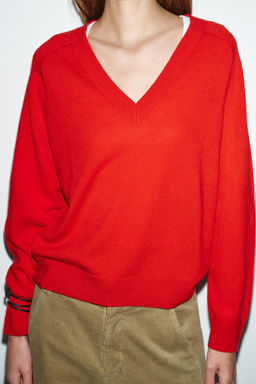 WOOL BLEND V-NECK JUMPER - Zara фото 2