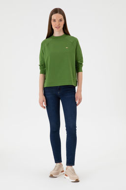 Kad_n Ye_il Regular Bisiklet Yaka Basic Sweatsh_rt
