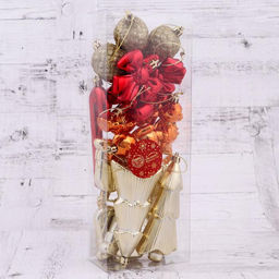 Ёлочные игрушки 18 шт. Зимнее волшебство. Уют пластик, золото/красный фото 2