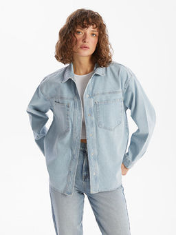 Oversize Kad?n Jean G?mlek Ceket