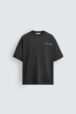 CAMISETA BOXY FIT TEXTO CONTRASTE / Gris oscuro - Zara фото 6