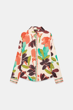 CAMISA SATINADA ESTAMPADO FLORAL / Multicolor - Zara фото 6