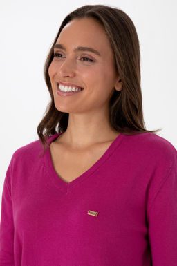 Kad_n Pembe V Yaka Basic Kazak - U.s. polo assn фото 2