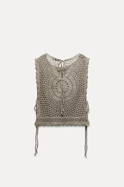 KNIT CROCHET TOP WITH TIES - Zara фото 7