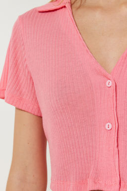 Trendyolmilla Lila Fitilli Crop Sortlu Orme Pijama Tak?m? THMSS22PT0308  фото 5