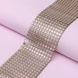 Лента с имитацией страз, 6 см, 9±1 м, цвет золотой