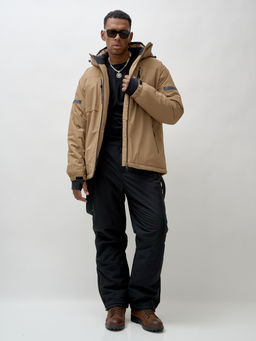 Горнолыжный костюм мужской зимний бежевого цвета 3710B - Leifensh фото 21