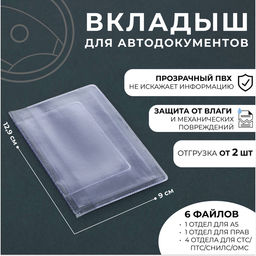 Цена за 2 шт. Вкладыш для документов 2 шт., 100 мкн, прозрачный