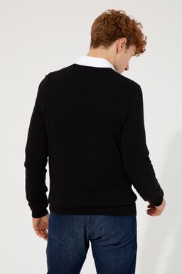 U. S. Polo Assn Мужской черный базовый трикотажный свитер с v-образным вырезом - U.s. polo assn фото 5