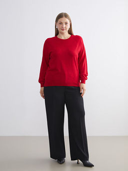 Bisiklet Yaka ?i?ekli Kad?n Triko Kazak