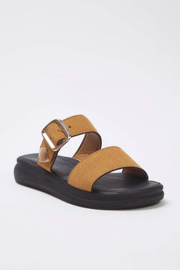 Trendyol Shoes Siyah Suet Gold Tokal? Duz Kad?n Terlik TAKSS25TE00006 - Trendyolmilla фото 11