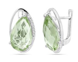 Серьги из серебра зеленый аметист, Грацио