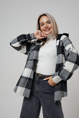 Рубашка женская в клетку с капюшоном РЖКК-01