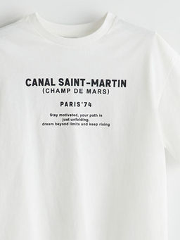 Bisiklet Yaka Paris Bask?l? K?z ?ocuk Ti??rt