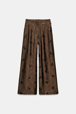 SEQUINNED WIDE-LEG TROUSERS - Zara фото 6