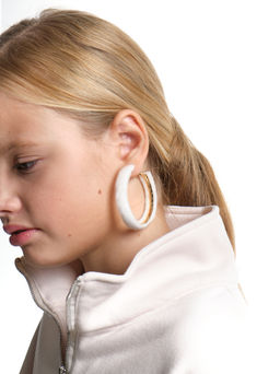 Cерьги-кольца PW0280 белый - Mini maxi фото 6