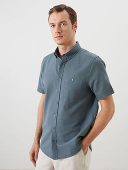 Regular Fit Keten Kar???ml? Erkek G?mlek