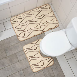 Коврики для ванной и туалета Доляна Lightning, 2 шт: 40?50 см, 50?80 см, цвет бежевый  фото 2