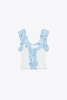 GINGHAM RIBBED TOP - Zara фото 5