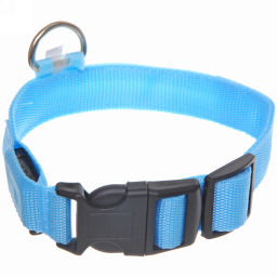 Ошейник с подсветкой и кольцом для жетона для средних пород собак "Бро видно", цвет голубой, размер M - 2,5*50см (лейбл)