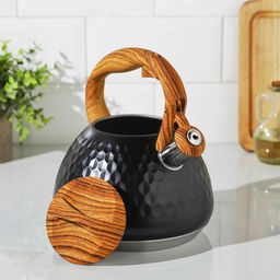 Чайник Magistro Heat, 3 л, ТРС, ручка soft-touch, со свистком, индукция, нержавеющая сталь, чёрный